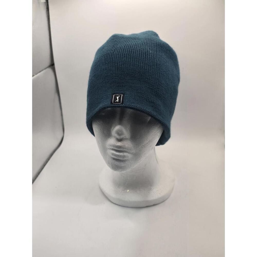 New PGA Tour Blue Golf Lined Knit Beanie Hat Mens One Size